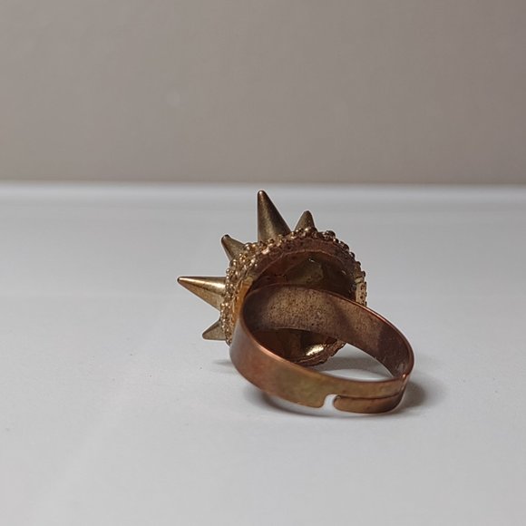 Very Cool Metal Spike And Rhinestone Ring Size 7.5 - Picture 3 of 13